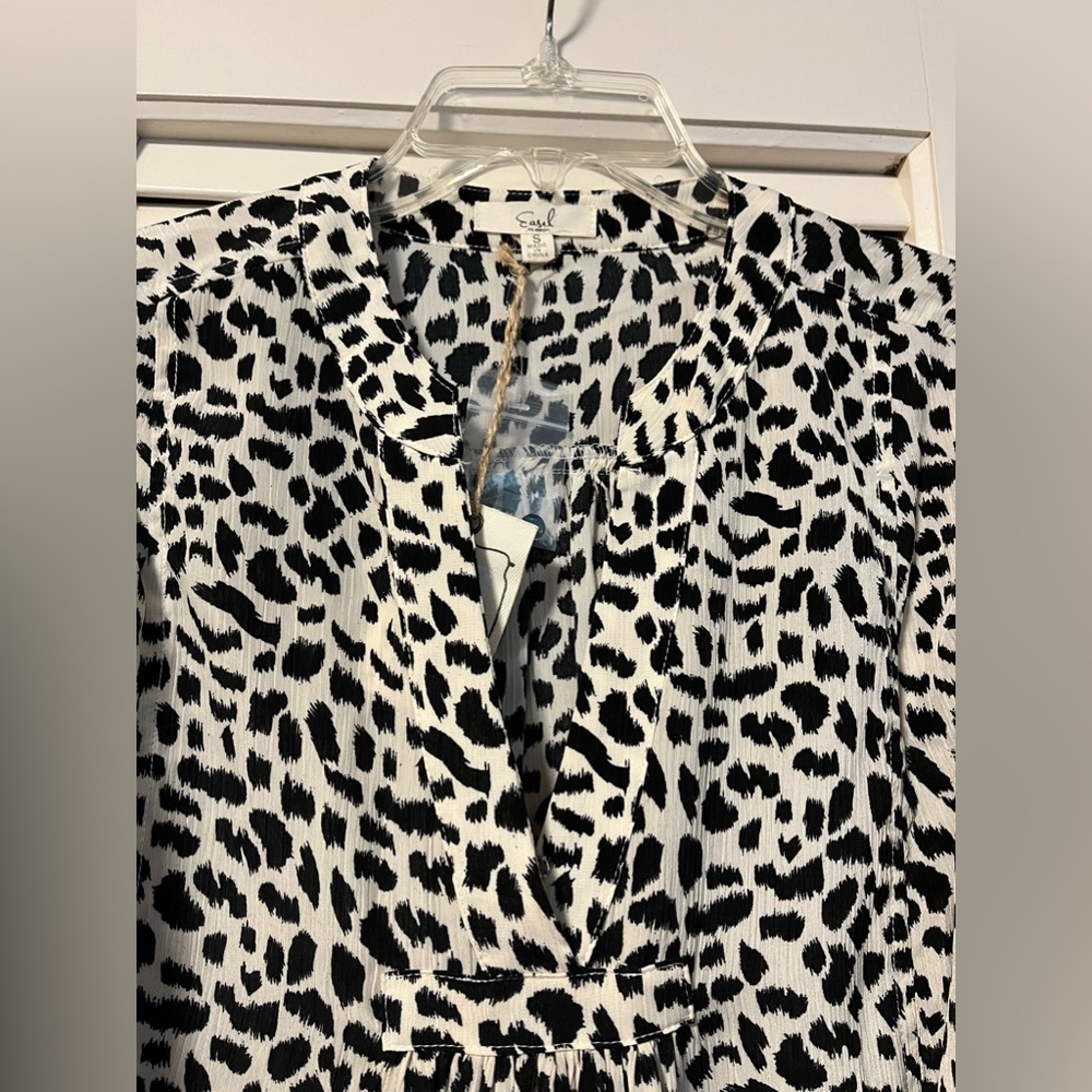 Easel animal print Tunic long sleeve dress shirt
